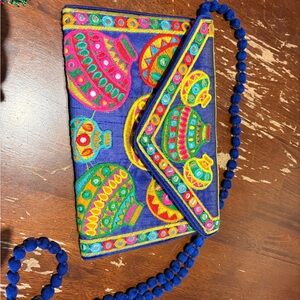 Colorful Embroidered Women's Clutch (has strap also)